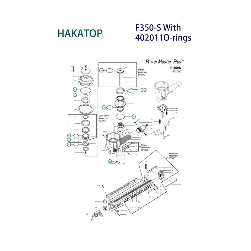 HAKATOP O-Ring Rebuild Kit for Paslode Framing Nailer F350-S with 402011 Cylinder Seal - Image 2